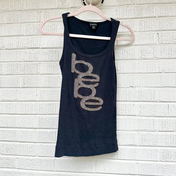 Bebe Vintage Y2K Rhinestone Logo Tank Top - Picture 1 of 4